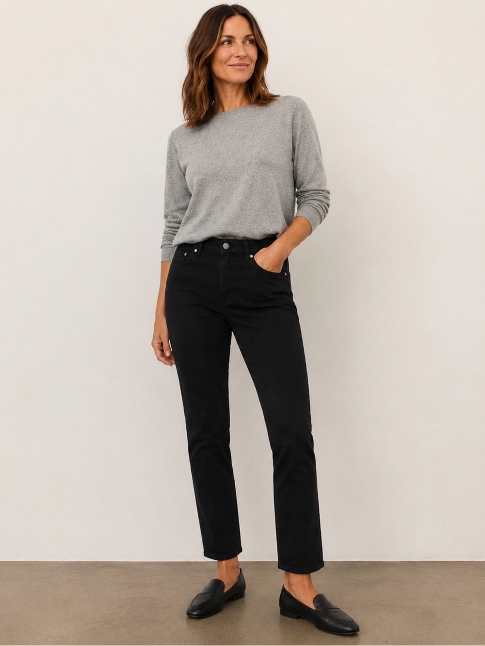 Eileen Fisher Black Straight-Leg Jeans N0505
